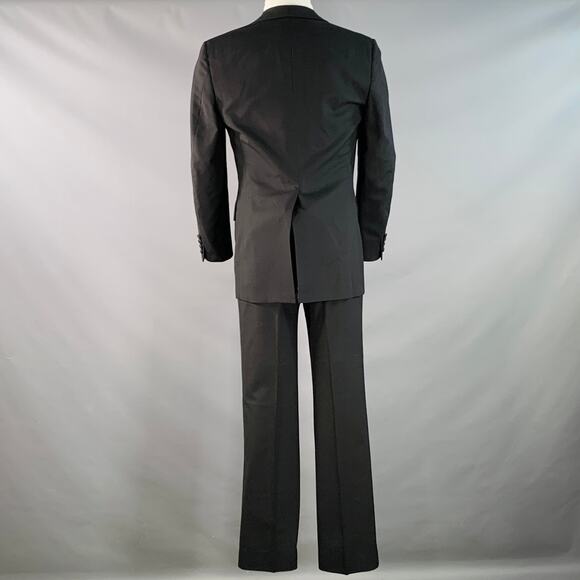 PAUL STUART Size 38 Regular Black Wool Notch Lapel 3 Piece Tuxedo - Picture 3 of 13